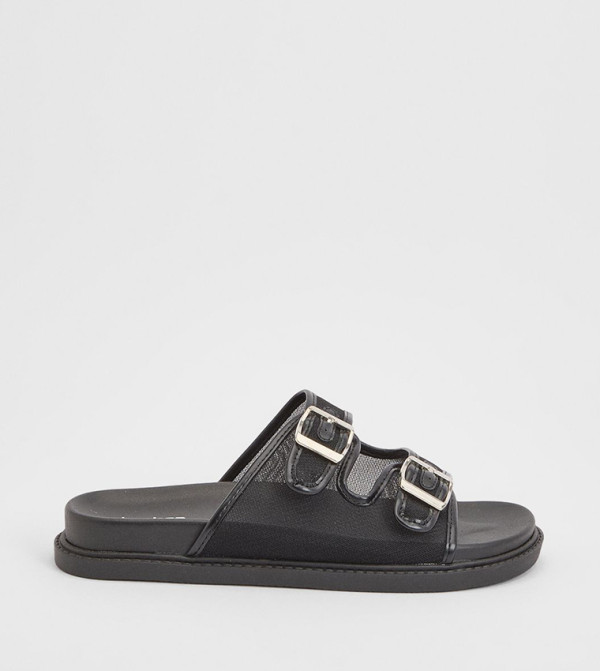 Wide Fit Mesh Double Buckle Sandals