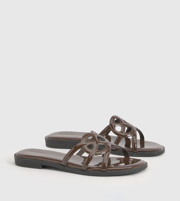 Solid Cut Out Flat Sandals