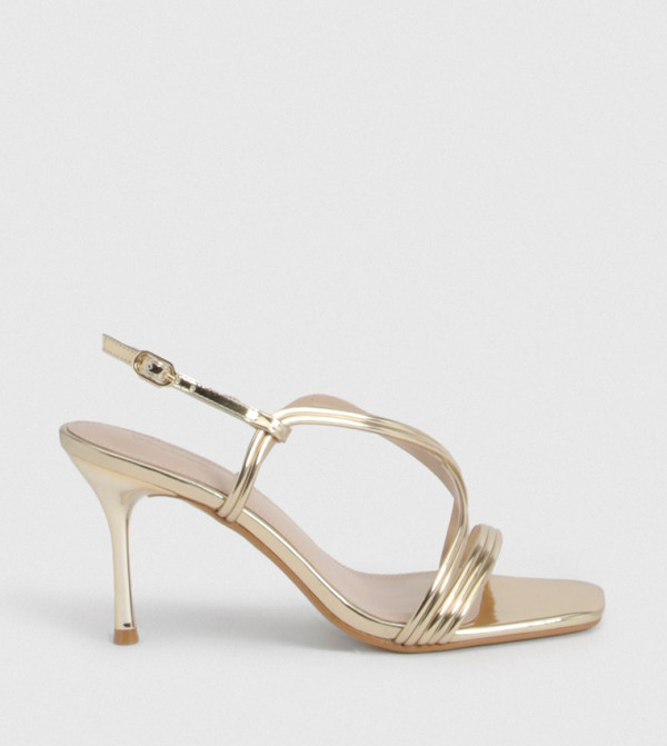 Metallic Strappy Heel Sandals