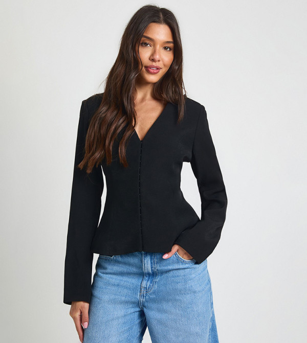 Long Sleeves Cinch Waist Blazer