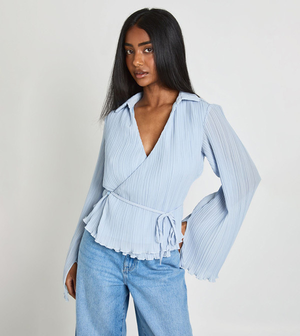 Pleated Wrap Shirt