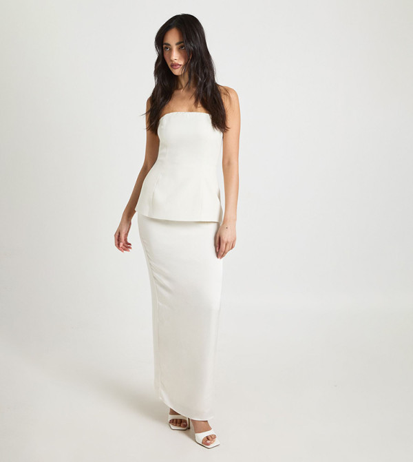 Bandeau 2 In 1 Woven Maxi Dress