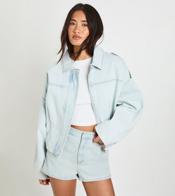 Oversized Denim Bomber Jacket