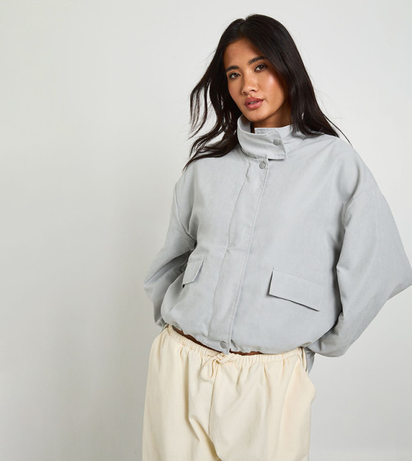 Peached Funnel Neck Zip Through Jacket