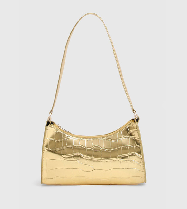 Patent Croc Textured Shoulder Bag
