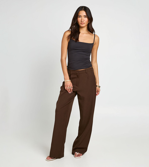Solid Straight Fit Tailored Trousers