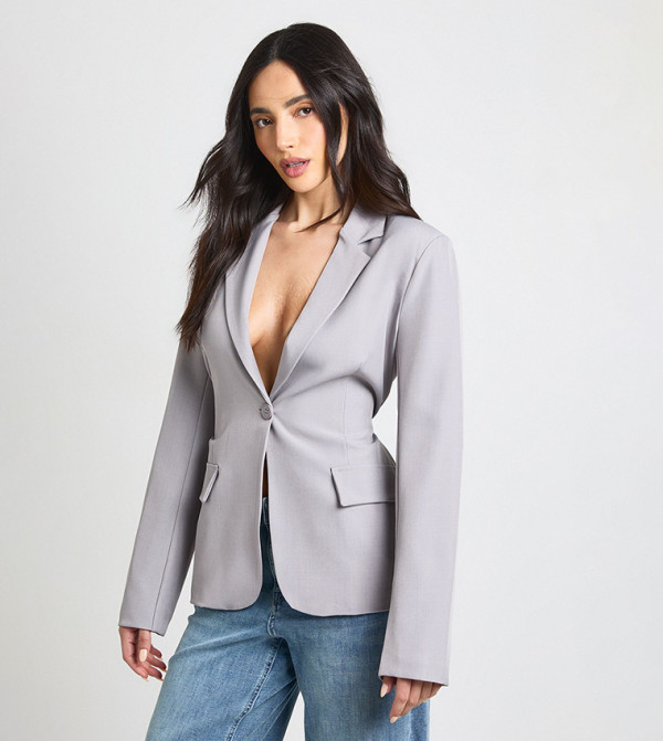 Tie Back Cinched Waist Blazer