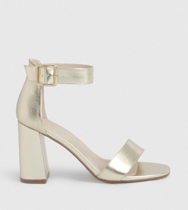 Wide Fit Buckle Detail 2 Part Block Heel Sandals