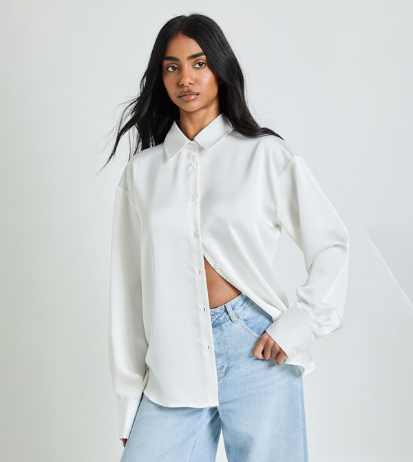 Satin Button Down Long Sleeves Shirt