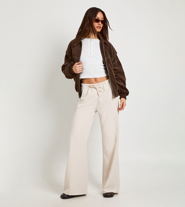 Tall Woven Drawstring Waist Straight Fit Trousers