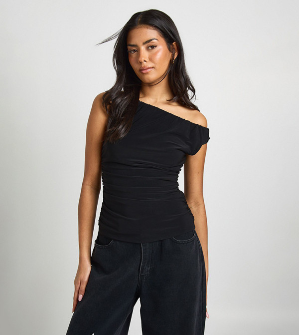Asymmetric Shoulder Crop Top