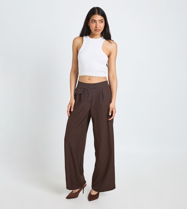 Tall Woven Pocket Detail Wide Leg Trousers