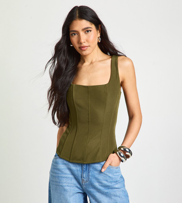 Tall Structured Crepe Corset Top
