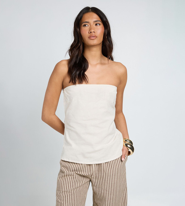 Linen Look Longline Bandeau Top