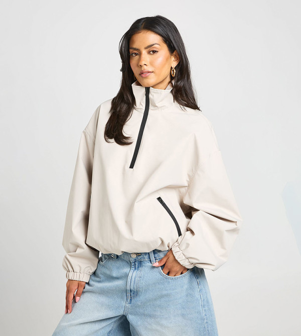Funnel Neck Zip-Up Jacket