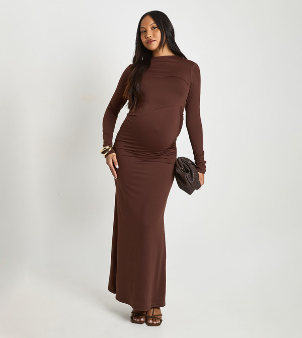 Ruched Side Detail Maxi Maternity Dress