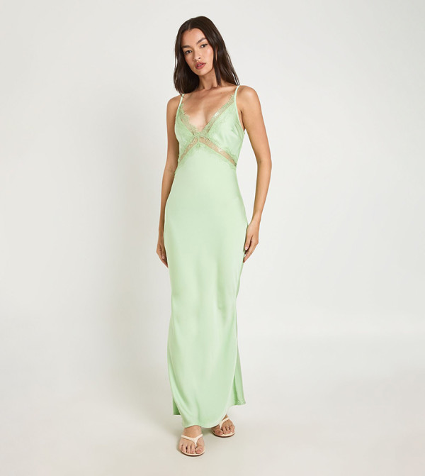 Satin & Lace Maxi Slip Dress