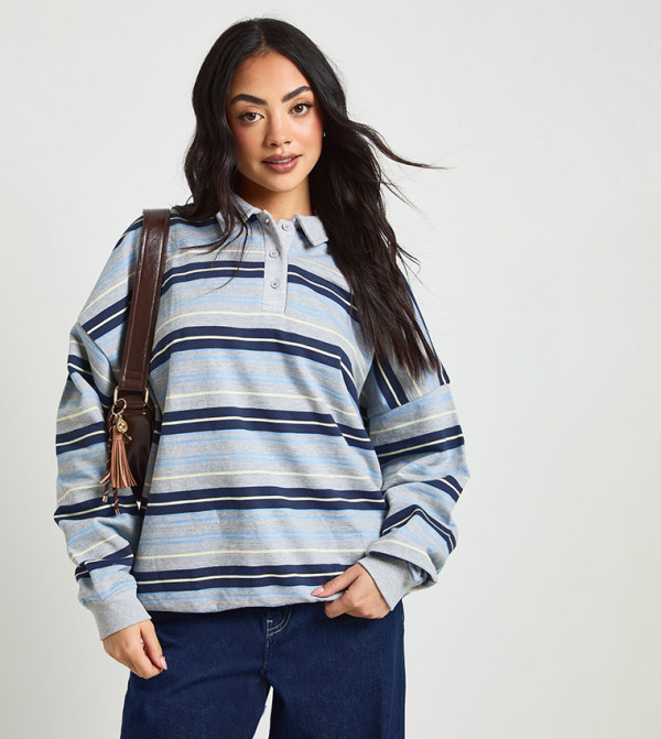 Striped Collared Polo T-Shirt
