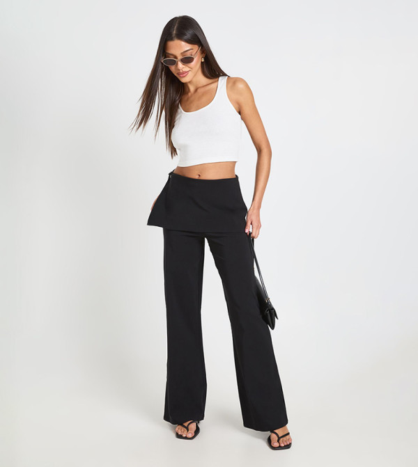 Bengaline Skirt Wrap over Straight Fit Trousers