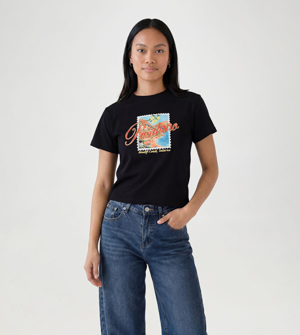 Positano Stamp Printed Crew Neck T-Shirt
