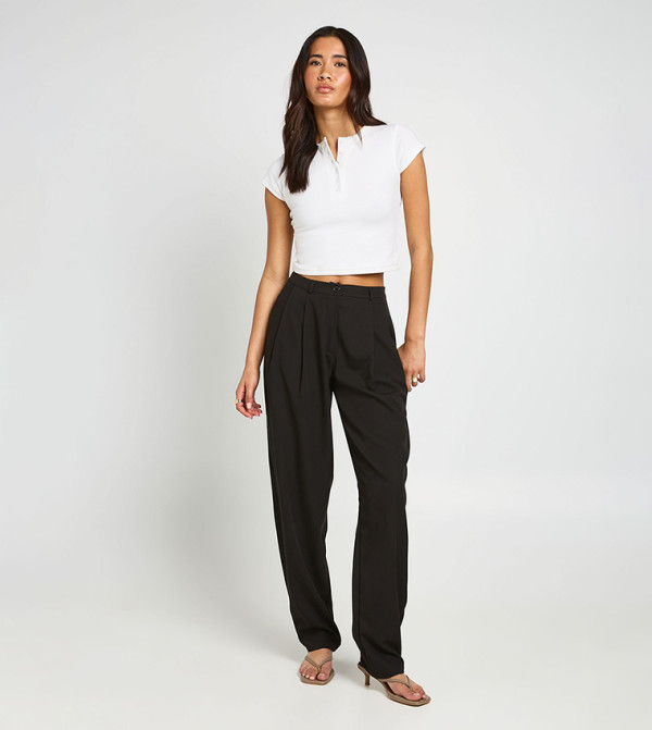 Pleated Tailored Barrel Fit Trousers