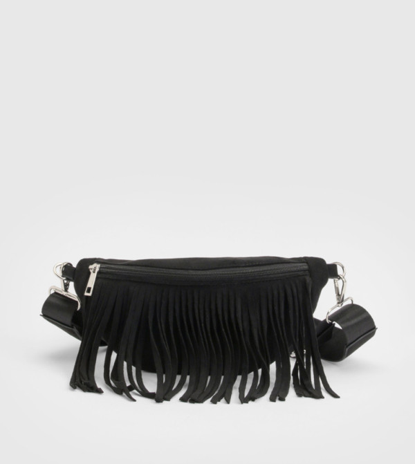 Faux Suede Tassel Detail Waist Bag