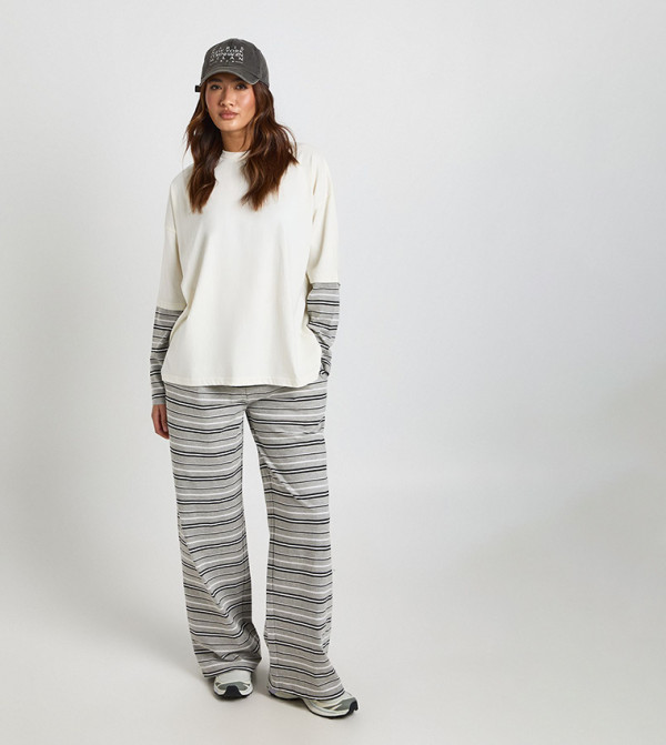Striped Straight Fit Trousers