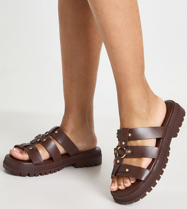 Chunky Stud Detail Gladiator Flatform Comfort Sandals