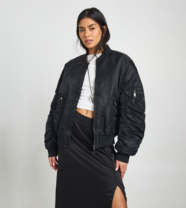 Long Sleeves Oversized Bomber Jacket