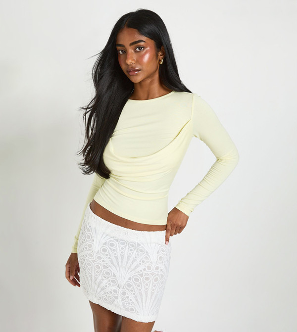 Drape Panel Long Sleeves Top