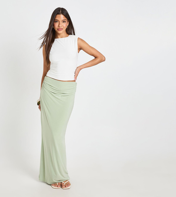 Ruched Waistband Maxi Skirt