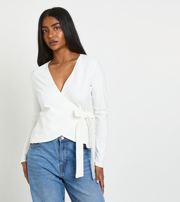Wrap Front Tie Waist Top