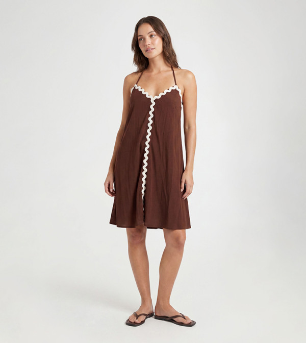 Trim Detail Halterneck Mini Dress
