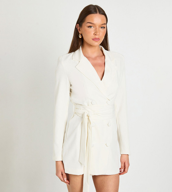 Obi Tie Waist Tailored Mini Blazer Dress