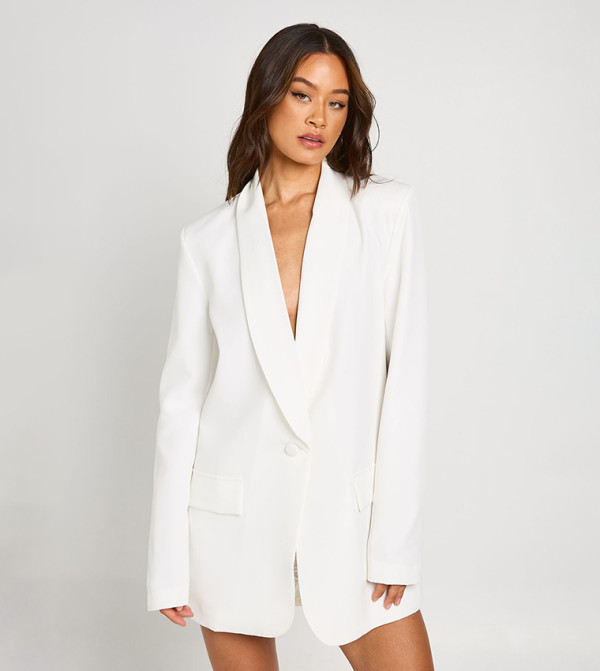 Tall Shoulder Pad Plunge Oversized Blazer