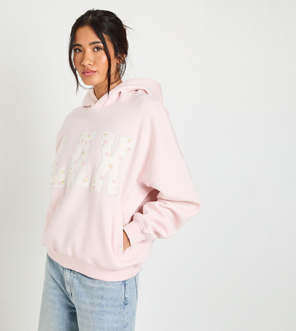 Ditsy Lax Applique Oversized Hoodie