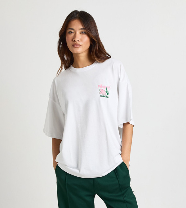 Reformer Pilates and Social Club Front and Back Printed T-Shirt