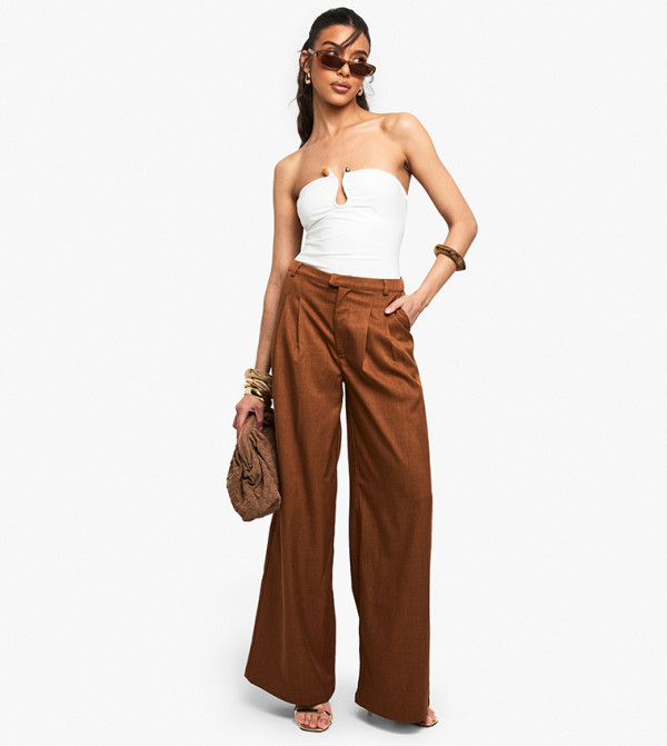 Double Layered Slinky Trim Detail Bandeau Bodysuit