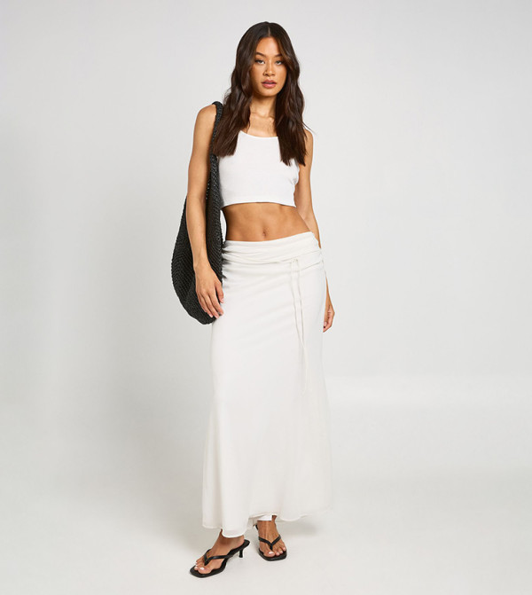 Petite Low Waist Chiffon Maxi Skirt