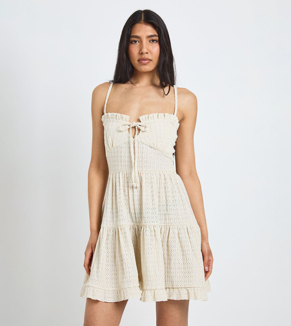 Tall Textured Frill Smock Mini Dress