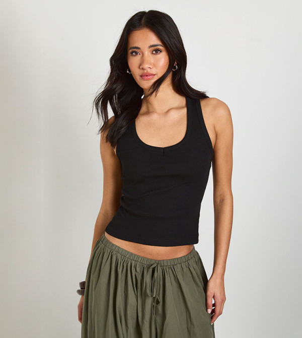 Racer Back V-Neck Ribbed Vest
