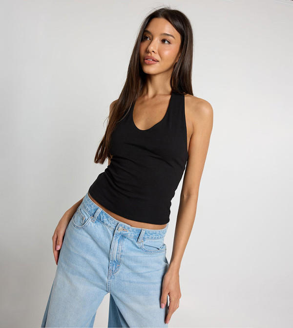 Double Layer Halterneck Crop Top