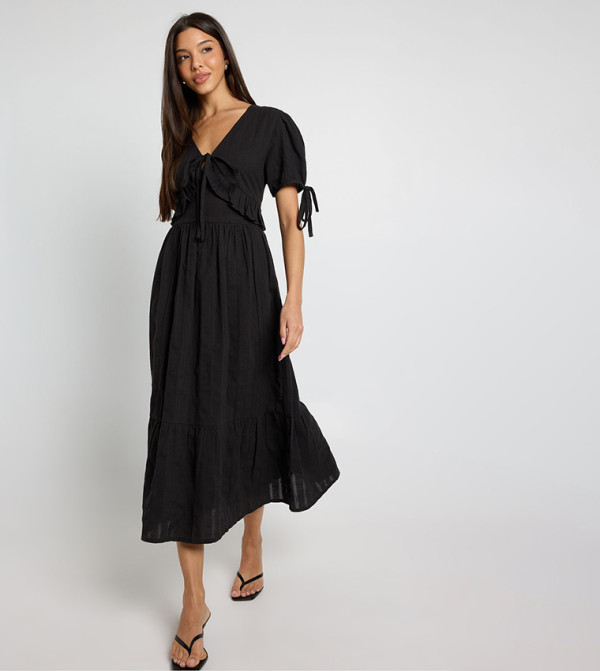 cotton smock midi dress Piper Dark Khaki Cotton Midi Smock Dress – Finery London