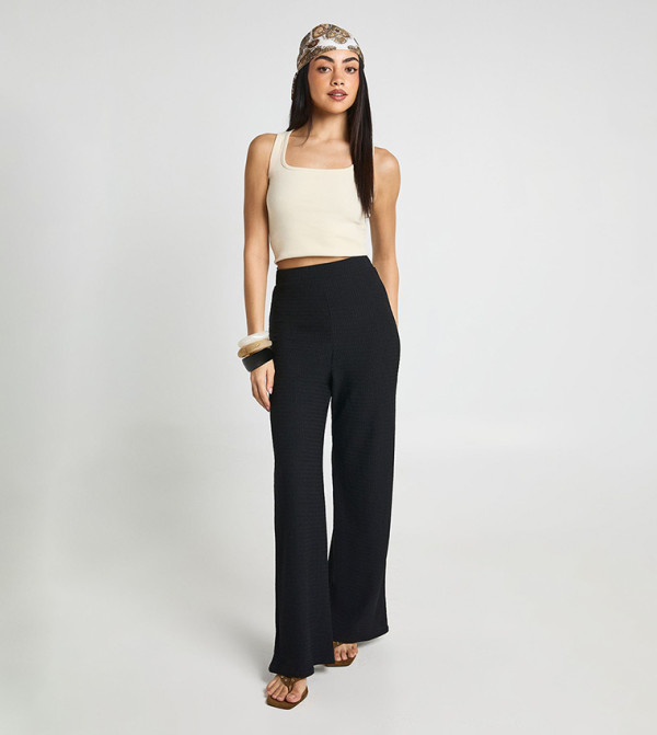Textured Straight Fit Trousers