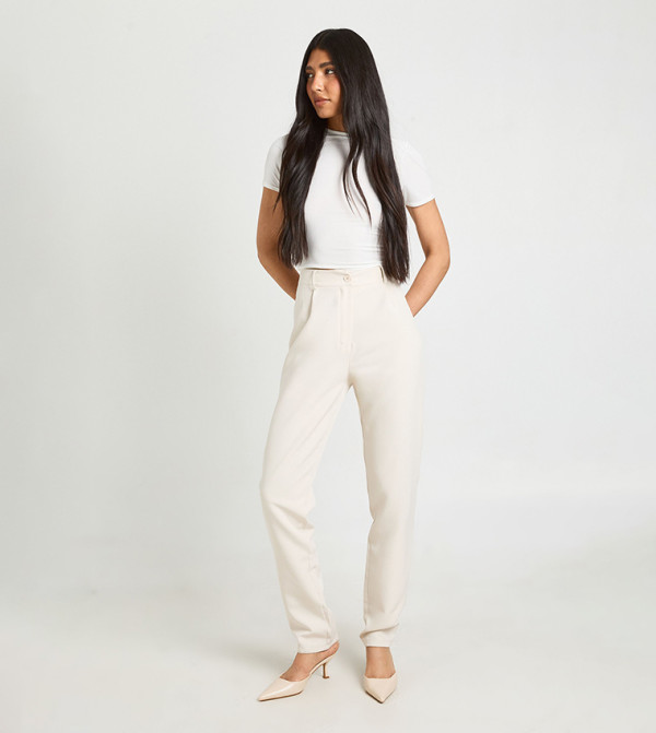 Tall High Waist Tailored Tapered Fit Trousers