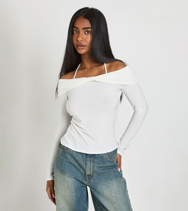 Slinky Bow Bardot Detail Top