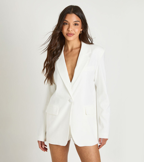 Solid Single Breasted Blazer