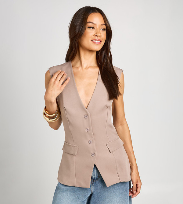 Tall V-Neck Pocket Detail Waistcoat