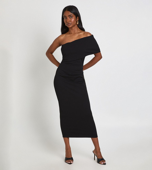 Jersey Crepe Bardot Midaxi Dress