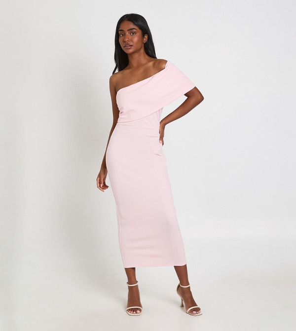 Jersey Crepe Bardot Midaxi Dress